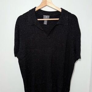 H&M Black Shimmer Sweater Polo